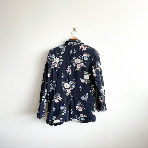 Lila Rose Floral Open Blazer Navy Blue Long Sleeve Women's XS Lined - Picture 2 of 9